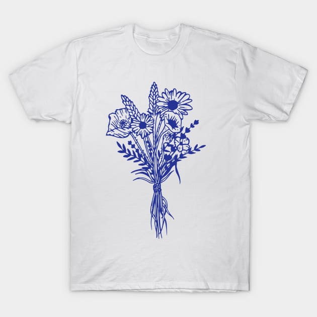 Fleurs bleues T-Shirt by HydeOmega